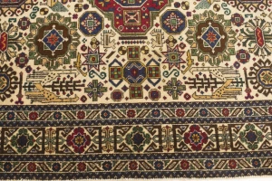 Antique Cream Pictorial 4'4X6'4 Ardebil Persian Rug