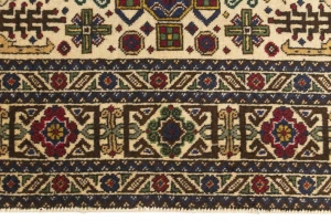 Antique Cream Pictorial 4'4X6'4 Ardebil Persian Rug