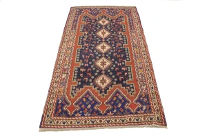 Vintage Plum Tribal 4X7 Shahrbabak Persian Rug