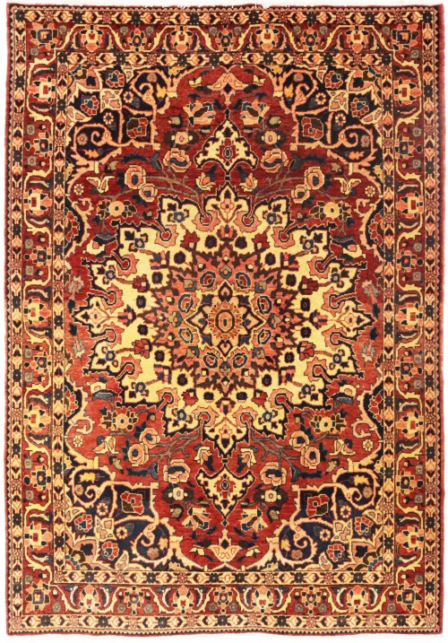 Vintage Red Floral 5X7 Bakhtiari Persian Rug