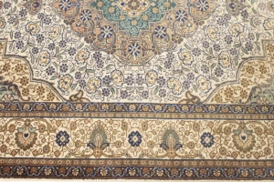 Semi Antique Cream Traditional 4'6X6'4 Tabriz Persian Rug