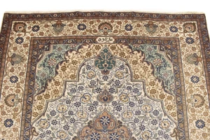 Semi Antique Cream Traditional 4'6X6'4 Tabriz Persian Rug