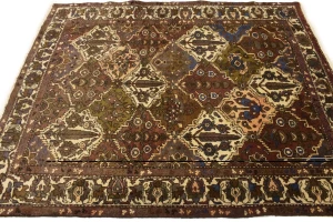 Vintage Rusty Brown Floral 5'5X6'8 Bakhtiari Persian Rug