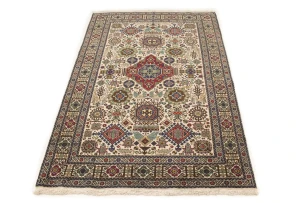Vintage Cream Pictorial 4'5X6'5 Ardebil Tabriz Persian Rug
