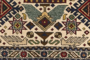 Vintage Cream Pictorial 4'5X6'5 Ardebil Tabriz Persian Rug