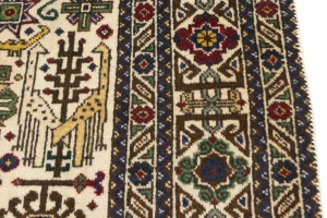 Vintage Cream Pictorial 4'5X6'5 Ardebil Tabriz Persian Rug