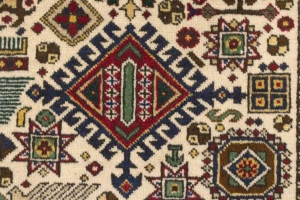 Vintage Cream Pictorial 4'5X6'5 Ardebil Tabriz Persian Rug