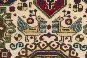 Vintage Cream Pictorial 4'5X6'5 Ardebil Tabriz Persian Rug