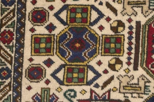 Vintage Cream Pictorial 4'5X6'5 Ardebil Tabriz Persian Rug