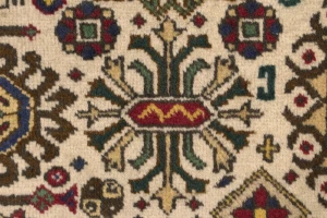 Vintage Cream Pictorial 4'5X6'5 Ardebil Tabriz Persian Rug