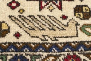 Vintage Cream Pictorial 4'5X6'5 Ardebil Tabriz Persian Rug