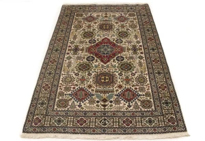 Vintage Cream Pictorial 4'5X6'5 Ardebil Tabriz Persian Rug