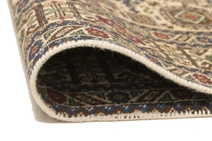 Vintage Cream Pictorial 4'5X6'5 Ardebil Tabriz Persian Rug