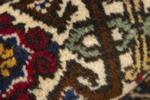 Vintage Cream Pictorial 4'5X6'5 Ardebil Tabriz Persian Rug
