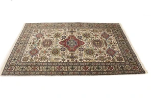 Vintage Cream Pictorial 4'5X6'5 Ardebil Tabriz Persian Rug