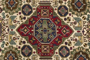 Vintage Cream Pictorial 4'5X6'5 Ardebil Tabriz Persian Rug