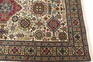 Vintage Cream Pictorial 4'5X6'5 Ardebil Tabriz Persian Rug