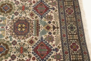 Vintage Cream Pictorial 4'5X6'5 Ardebil Tabriz Persian Rug
