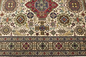 Vintage Cream Pictorial 4'5X6'5 Ardebil Tabriz Persian Rug