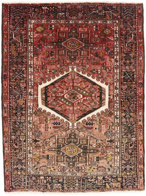 Semi Antique Tribal Geometric 4X5 Karajeh Persian Rug