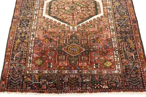 Semi Antique Tribal Geometric 4X5 Karajeh Persian Rug