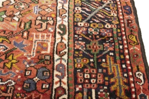 Semi Antique Tribal Geometric 4X5 Karajeh Persian Rug