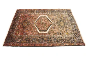 Semi Antique Tribal Geometric 4X5 Karajeh Persian Rug
