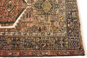 Semi Antique Tribal Geometric 4X5 Karajeh Persian Rug