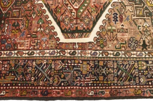 Semi Antique Tribal Geometric 4X5 Karajeh Persian Rug