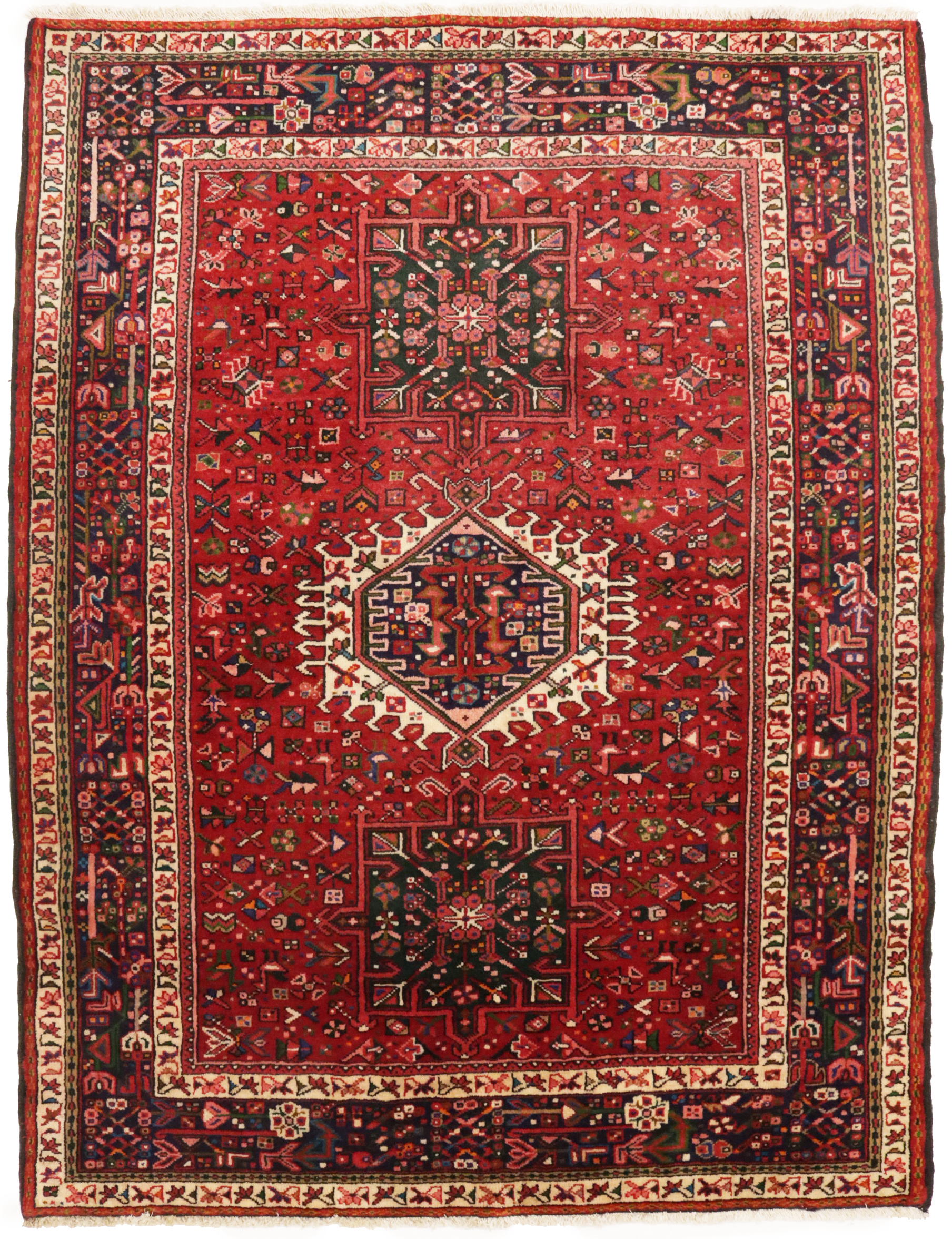 Vintage Red Tribal 5X7 Karajeh Persian Rug