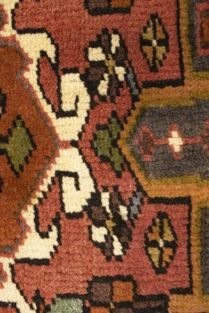 Vintage Rusty Red Geometric 2X6 Karajeh Persian Runner Rug