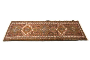 Vintage Rusty Red Geometric 2X6 Karajeh Persian Runner Rug