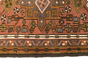 Vintage Rusty Red Geometric 2X6 Karajeh Persian Runner Rug