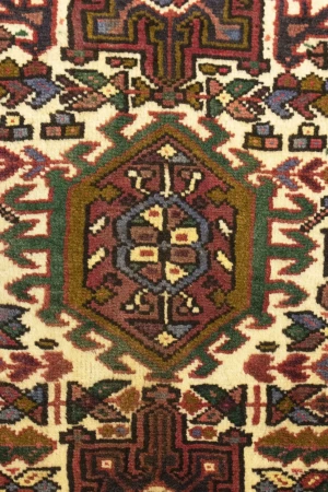 Vintage Cream Geometric 2X6 Karajeh Persian Runner Rug