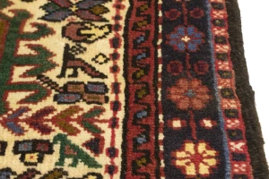Vintage Cream Geometric 2X6 Karajeh Persian Runner Rug