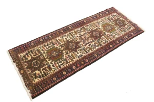 Vintage Cream Geometric 2X6 Karajeh Persian Runner Rug