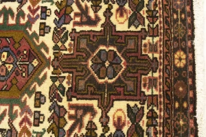 Vintage Cream Geometric 2X6 Karajeh Persian Runner Rug
