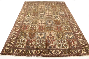 Vintage Brown Floral 7X10 Bakhtiari Persian Rug