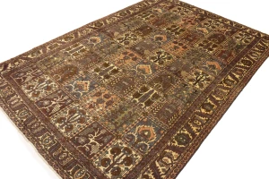 Vintage Brown Floral 7X10 Bakhtiari Persian Rug