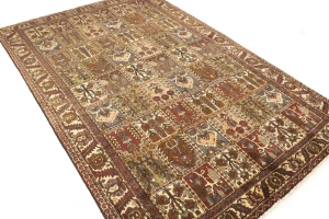 Vintage Brown Floral 7X10 Bakhtiari Persian Rug