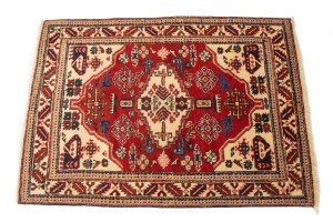 Vintage Cream Geometric 2'5X3'5 Heriz Persian Rug