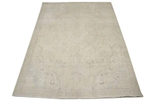 Muted Traditional Floral 7X10 Distressed Tabriz Persian Rug