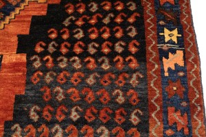 Semi Antique Tribal Rusty Red 4X9 Sanandaj Persian Runner Rug