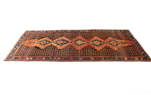 Semi Antique Tribal Rusty Red 4X9 Sanandaj Persian Runner Rug
