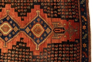Semi Antique Tribal Rusty Red 4X9 Sanandaj Persian Runner Rug