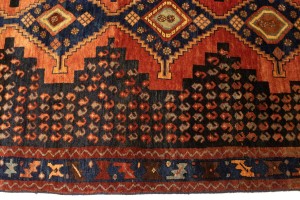 Semi Antique Tribal Rusty Red 4X9 Sanandaj Persian Runner Rug