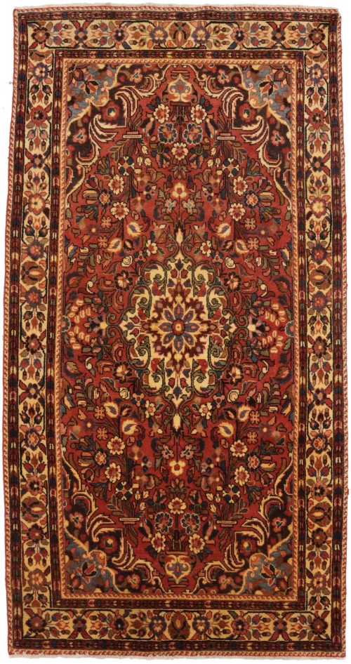 Vintage Rusty Red Floral 5X10 Lilian Persian Runner Rug