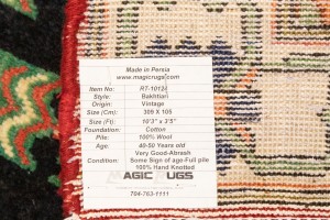 Vintage Rusty Red Floral 3'5X10'3 Bakhtiari Persian Runner Rug