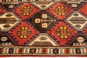 Vintage Rusty Red Floral 3'5X10'3 Bakhtiari Persian Runner Rug