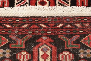 Vintage Black Geometric 2X9 Karajeh Persian Runner Rug